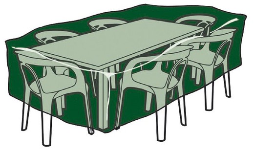 Skyddet täcker rektangulärt bord och stolar 225 x 143 x H 90 240 gr / m2