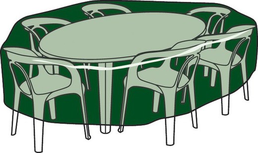 Funda cubre mesa redonda y sillas polyester diámetro 325 cm H 90