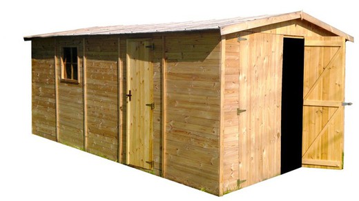 Garage Voiture en Bois Gardiun Mikhail II - 20 m² Extérieur 616x324x192/222 cm