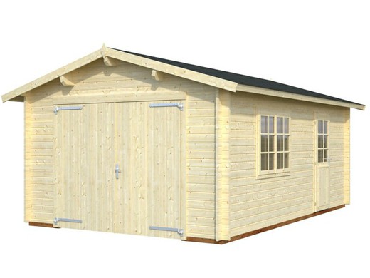 Garage Bois - Palmako Roger 19 m2 avec Portes Bois - Madriers 44 mm