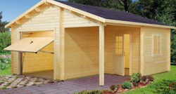 Garaje de madera Palmako Roger 21,9m2 530x570cm con puerta basculante