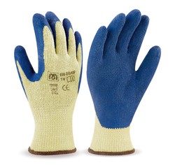Economical latex glove with knitted polyester / cotton support and cuff