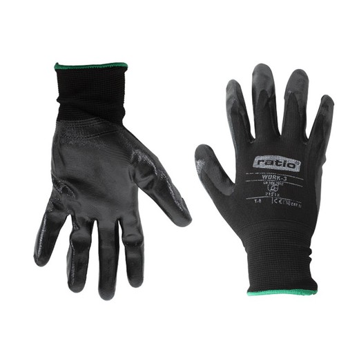 Nylon handschoen C / zwart nitril gecoat. T / 10