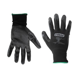 Nylon handschoen C / zwart nitril gecoat. T / 9