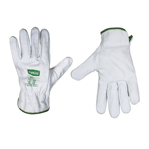 Flower Leather Glove Color White Size 8
