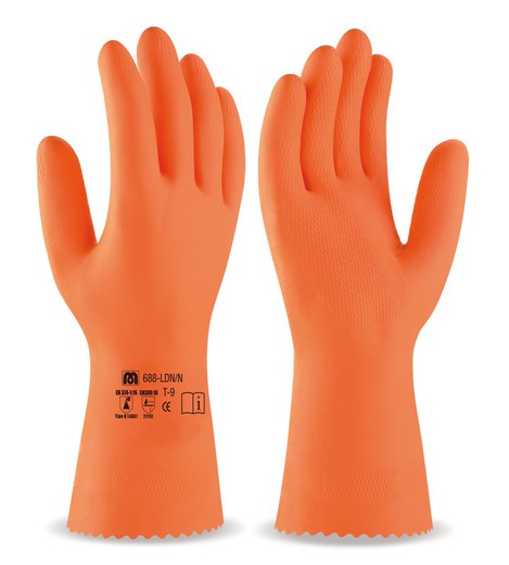 Industriële latex handschoen in oranje