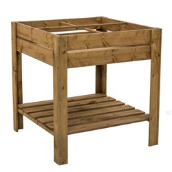 Potager Sur Pieds en Bois Traité Gardiun DIY 98 L 75x75x79 cm