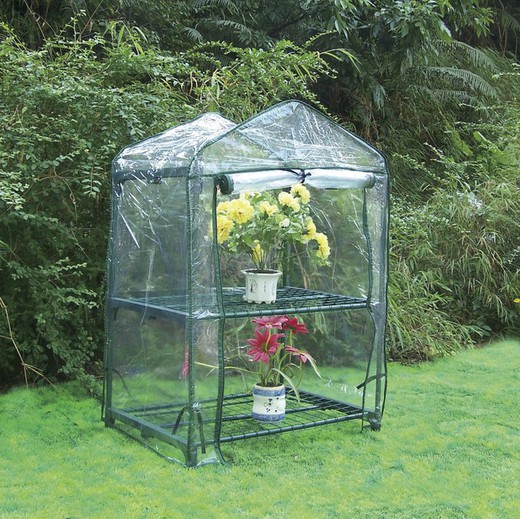 Växthus med mjukgjord stålkonstruktion och Biotop PVC-mantel