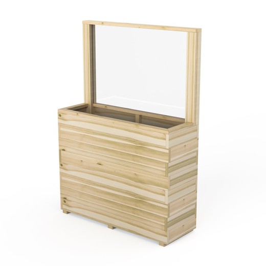 Koma 80 planter with low polycarbonate panel (92 liters) 100x35x142.5 cm