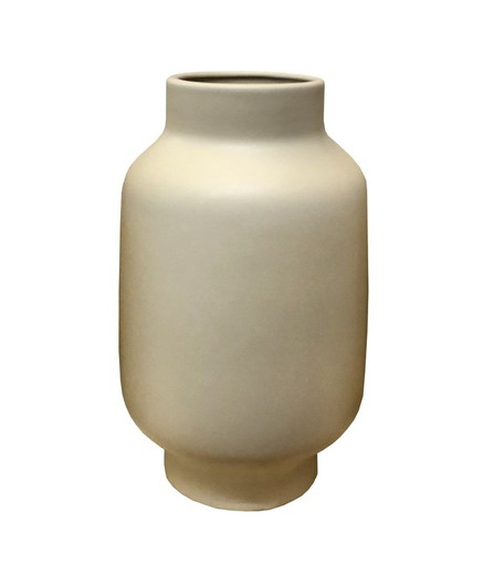 Jarrón de cerámica beige 14.5x14.5x24 cm.
