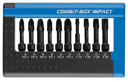 Set of 10 impact bits in COMBIT-BOX