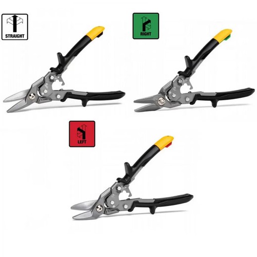Lot de 3 ciseaux à tôle (coupe gauche, droite et droite) — BRYCUS