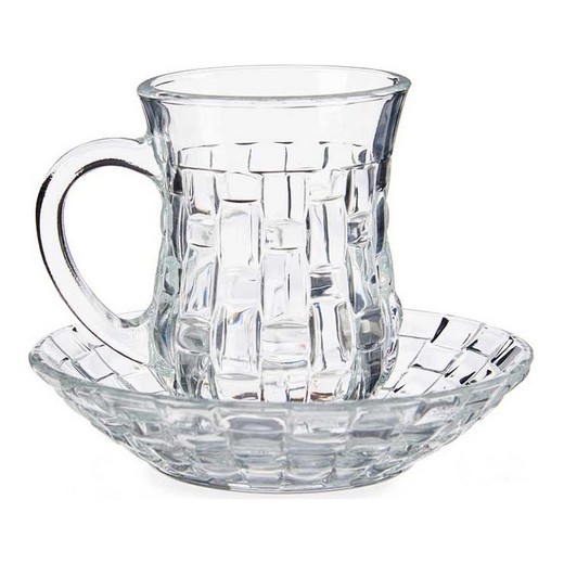 Set of Transparent Glass Cups and Saucers (125 ml) (8 pcs)