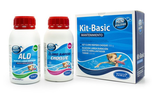 Kit til minipools med Shock chlorine og algecider med lysnende effekt