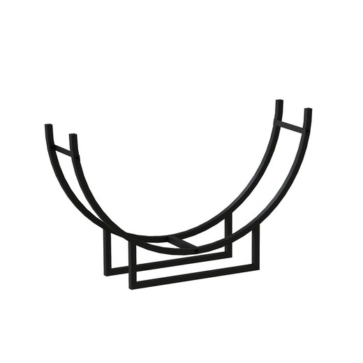 Range-Bûches d'Intérieur Kekai Semiround 92x55x21 cm Design Incurvé avec Structure en Acier Galvanisé, Couleur Noir