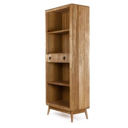 Librería de madera con 3 estantes y 2 cajones 75x40x189 cm