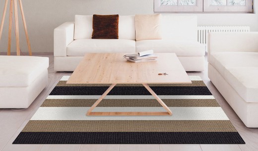 LIVING DEC - Camel Stripe Vinyl Woven Rug