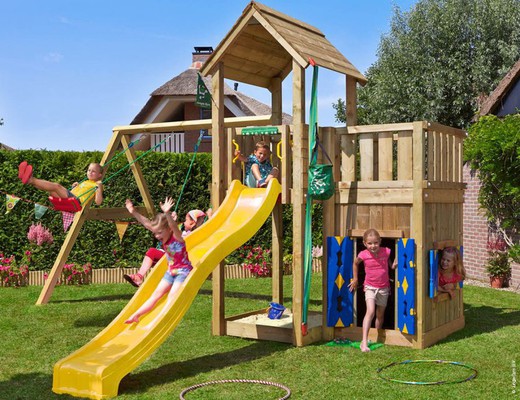 Parque Infantil con Columpios Mansion Playhouse & 2-Swing