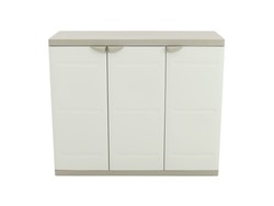 Armoire en résine Half Plastiken Titanium de 105 cm avec 3 portes en beige (105x44x88 cm)