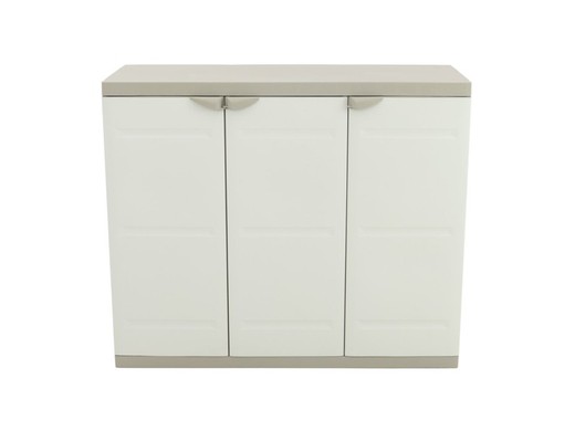 Medio armario de resina Plastiken Titanium de 105 cm de 3 puertas en color beige (105x44x88 cm)