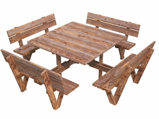 Table + benches Palmako Arthur brown autoclave 260x260cm
