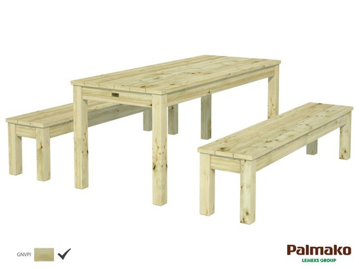 Stół + ławki Palmako Sanne 18 autoklaw brązowy