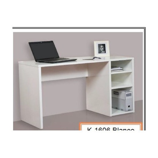 Mesa de estudio con estantes en color blanco y roble MekaBlock