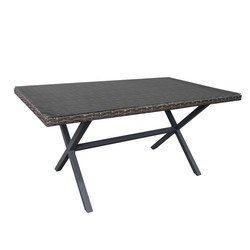 Chillvert Varenna tuintafel staal en kunststof rotan 160x90x73 cm grijs met glas