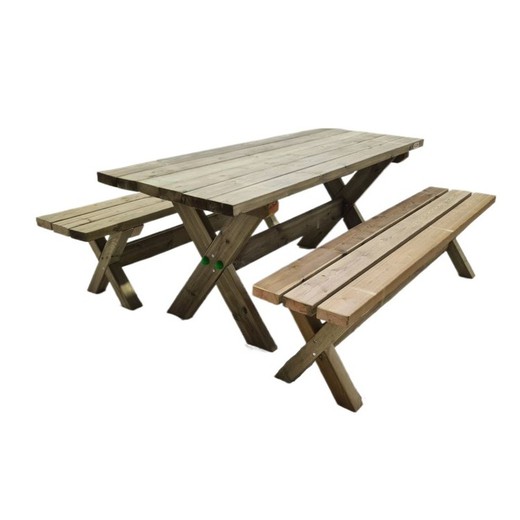 MASGAMES XERTA 180 Picknicktafel Ongeverfd hout