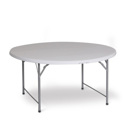 Mesa de resina portatil, plegable y redonda, Gardiun New Koln 122 x 74 cm.