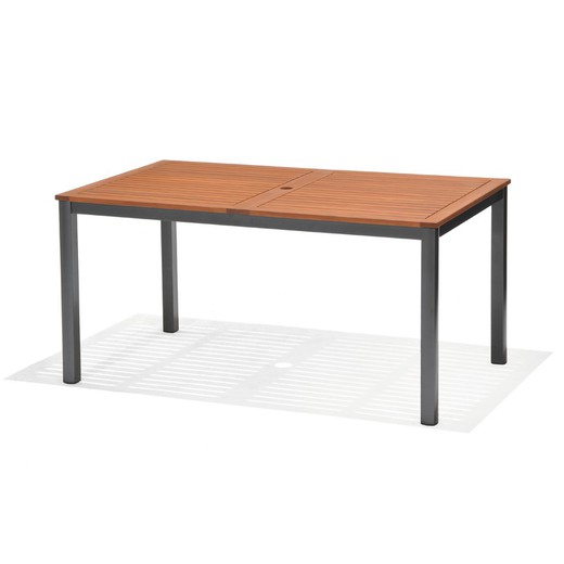 Stół z drewna eukaliptusowego i aluminium Chillvert Ibis 150 x 90 x 74 cm