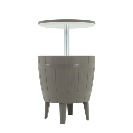 Glacière Table d'Appoint de Jardin en Résine Beige Gardiun 37 L 48,5x48,5x57/82cm 3 en 1 Table/Glacière/Chaise Gris