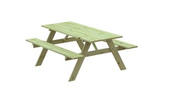 Picknicktisch aus behandeltem Holz Gardiun 28 mm mit Bank 177x151x77 cm 6/8 Personen