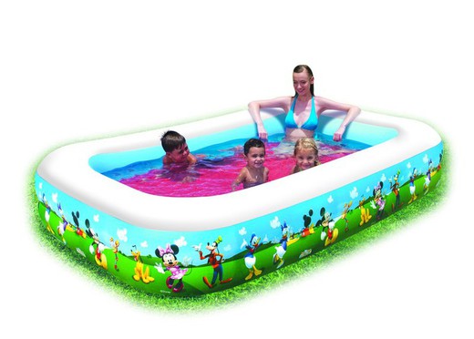 Mickey mouse piscina hinchable 2 anillos family 262x175x51cm