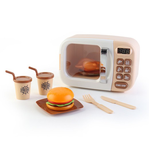 Micro-Ondes Jouet Robincool Happy Gourmet 20,4x10,5x13,5 cm avec Son, Lumières et Accessoires Inclus