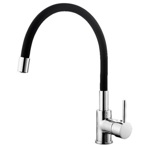 Single Lever Sink High Rubber Spout Whitby White & Chrome