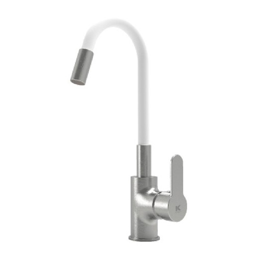 Miscelatore Lavello Acciaio Inox Bianco Ottone