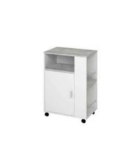 Gray cement white microwave cabinet