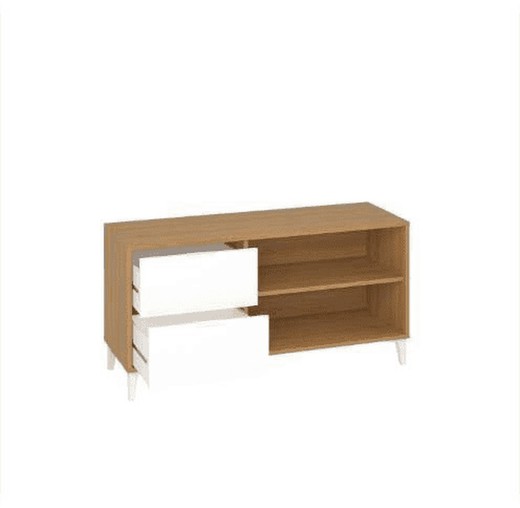 Mobile TV con 2 cassetti e 2 fori in finitura Harek Oak / Poro White