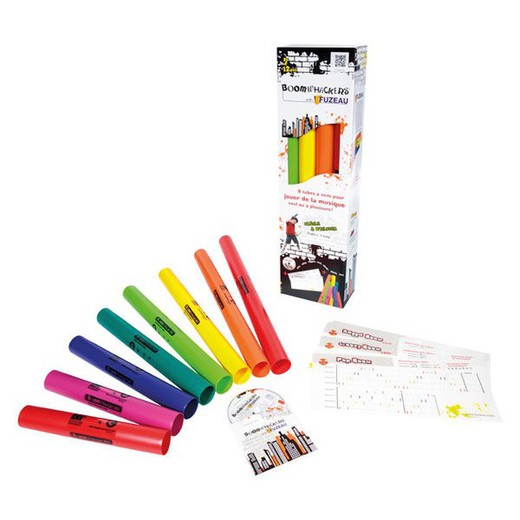 Pack boomwhackers 8 tubos con 15 fichas con 1 CD