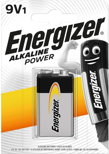 Pak van 1 Alkaline Power 9v Energizer-batterij