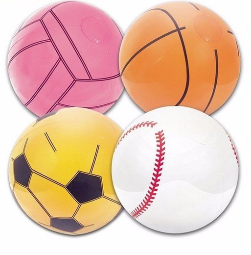 Pelota hinchable con diseños basketball, baseball, football y volleyball