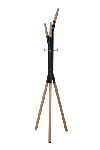 Porte-manteau en bois et noir H179 cm.