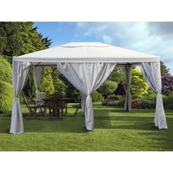 Rodas Steel Outdoor Pergola with Awning 394x296x199/278 cm