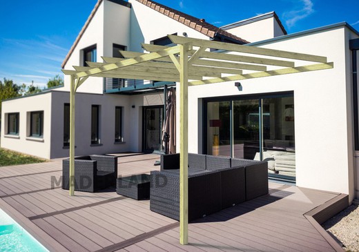 Maderland Nantes attached solid wood pergola