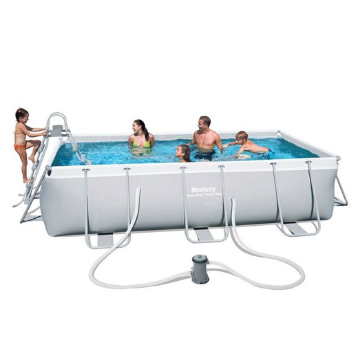 Piscina Desmontable Tubular Power Steel 404x201x100 cm con Depuradora Cartucho 2.006 L/H y Escalera