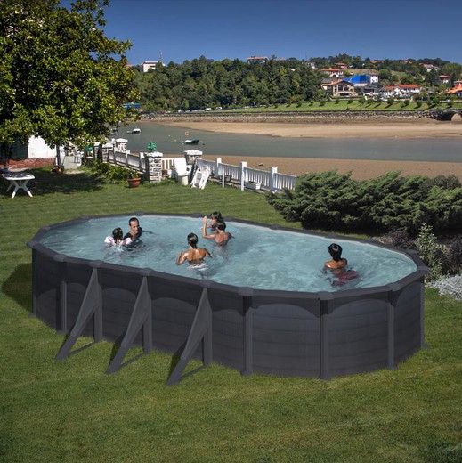 Gre Granada Oval Antracytowy stalowy basen z filtrem piaskowym