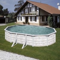 Piscina de Acero blanco con decoración nórdica Finlancia con depuradora de arena