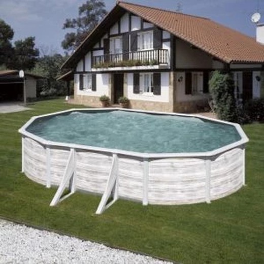 Piscine en acier blanc à décoration nordique Finlancia avec purificateur de sable