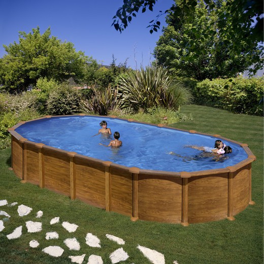 Gre Pacific Oval Wood Steel Pool with Sand Scrubber